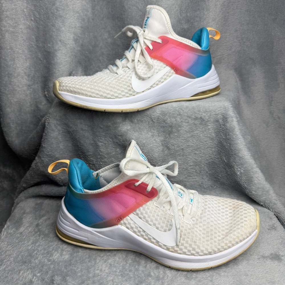 Nike Air Max Bella TR 2 White Pink Blue Training Shoes AQ7492-102 Womens Size 9